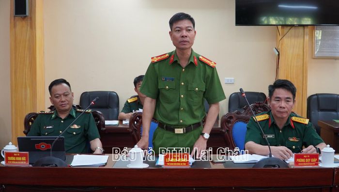 Lãnh đạo Công an tỉnh phát biểu tại hội nghị.