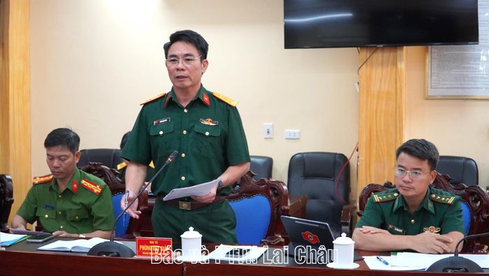 Lãnh đạo Bộ CHQS tỉnh phát biểu tại hội nghị.