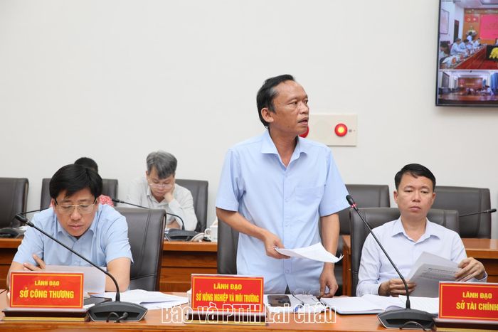 Lãnh đạo Sở Nông nghiệp và Môi trường phát biểu tại buổi làm việc. 