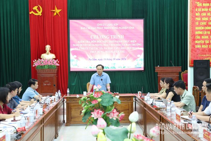 Đồng chí Lương Trọng Quỳnh, Ủy viên Ban Thường vụ Tỉnh ủy, Trưởng Ban Nội chính Tỉnh ủy, Phó Trưởng ban Thường trực BCĐ phát biểu kết luận buổi kiểm tra tại các xã khu vực Văn Lãng