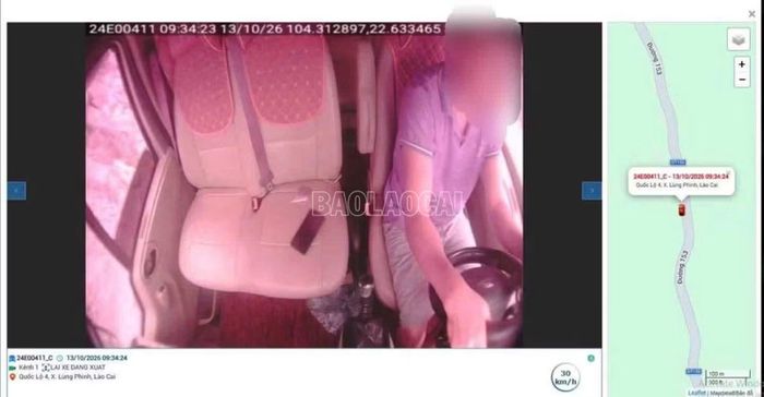 Hình ảnh camera ghi nhận tài xế xe khách N.X.H. không thắt dây đai an toàn khi điều khiển phương tiện.