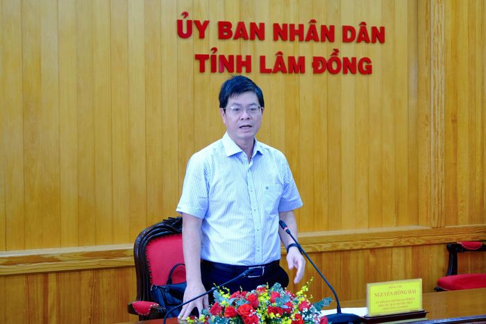 Ủy viên Ban Thường vụ Tỉnh ủy, Phó Chủ tịch Thường trực UBND tỉnh Nguyễn Hồng Hải phát biểu kết luận tại buổi làm việc