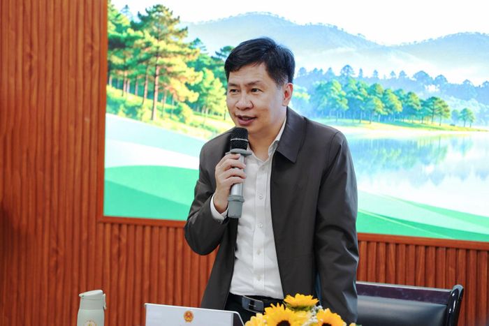 Giám đốc Sở Khoa học và Công nghệ Lâm Đồng Võ Thành Công phát biểu về đóng góp của Trường Đại học Đà Lạt cho khoa học công nghệ