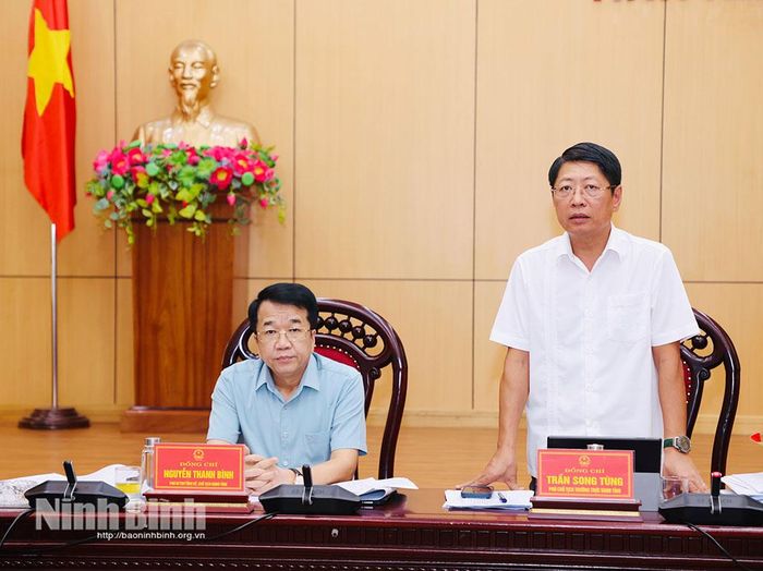 Đồng chí Trần Song Tùng, Ủy viên Ban Thường vụ Tỉnh ủy, Phó Chủ tịch Thường trực UBND tỉnh phát biểu tại hội nghị.