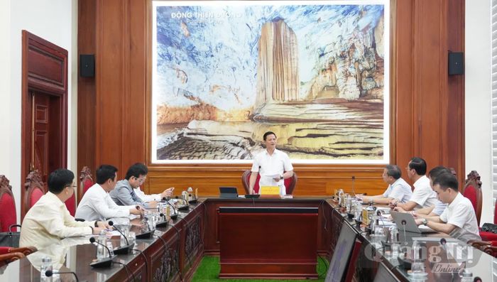 Đồng chí Vương Quốc Tuấn, Bí thư Tỉnh ủy kết luận buổi làm việc - Ảnh: Q.V