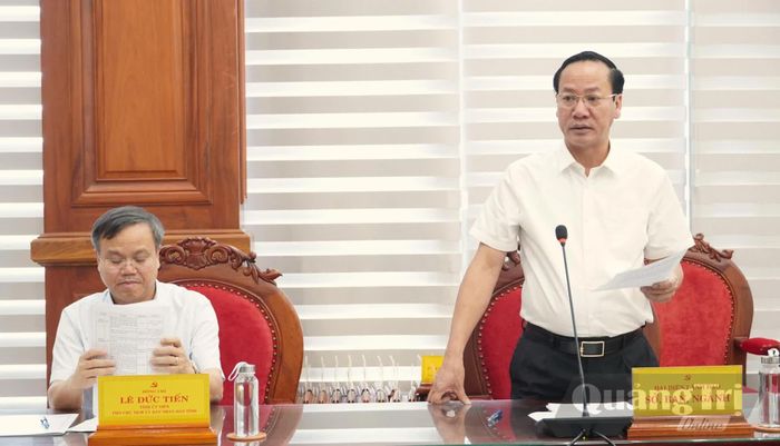 Đại diện lãnh đạo Sở Tài chính phát biểu tại buổi làm việc - Ảnh: Q.V