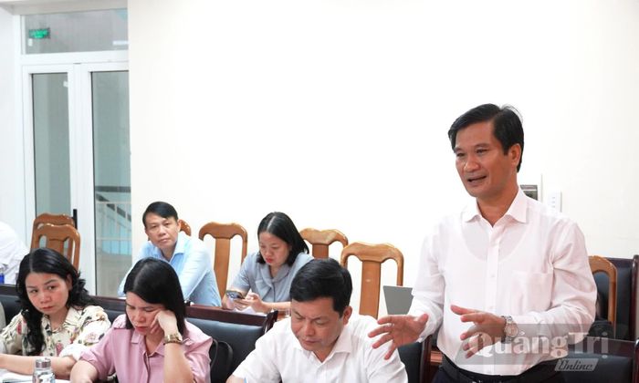 Đại diện lãnh đạo Ban Tuyên giáo Tỉnh ủy phát biểu tại buổi làm việc - Ảnh: X.P