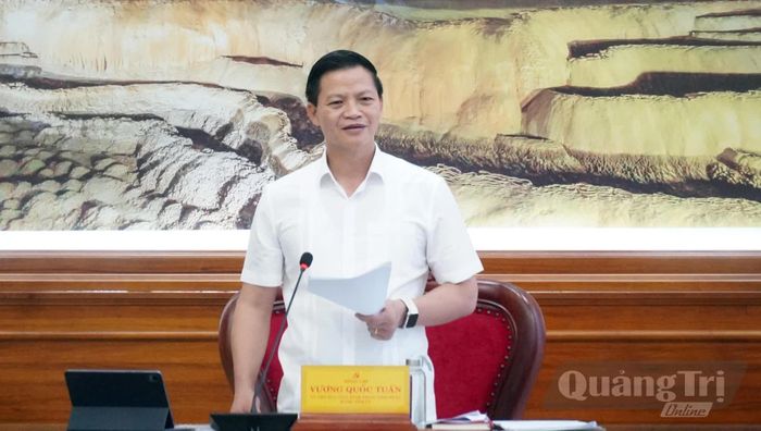 Đồng chí Vương Quốc Tuấn, Bí thư Tỉnh ủy phát biểu kết luận tại buổi làm việc - Ảnh: N.M
