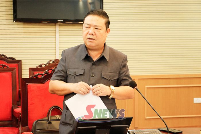 Lãnh đạo Sở Tư pháp phát biểu tại cuộc làm việc.