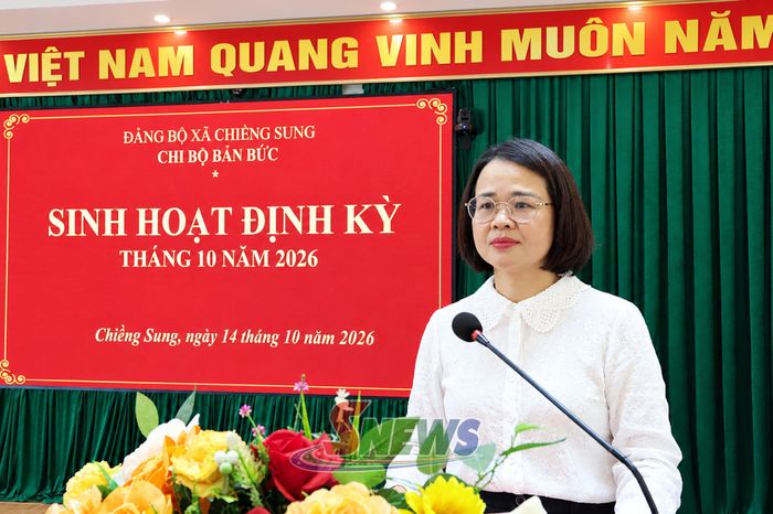 Đồng chí Đinh Thị Bích Thảo, Ủy viên Ban Thường vụ Tỉnh ủy, Trưởng Ban Tuyên giáo Tỉnh ủy phát biểu tại buổi sinh hoạt.