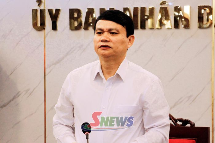 Đồng chí Đặng Ngọc Hậu, Phó Chủ tịch UBND tỉnh phát biểu tại cuộc làm việc.
