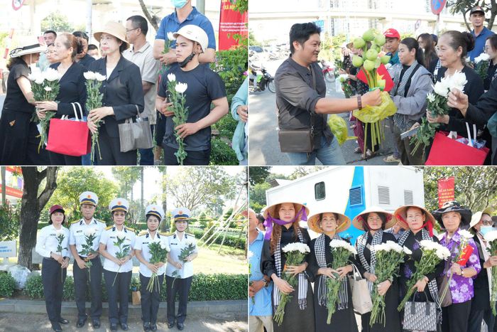 Đông đảo người dân mang hoa đển tưởng niệm tri ân các liệt sĩ. Ảnh: Thạc Hiếu