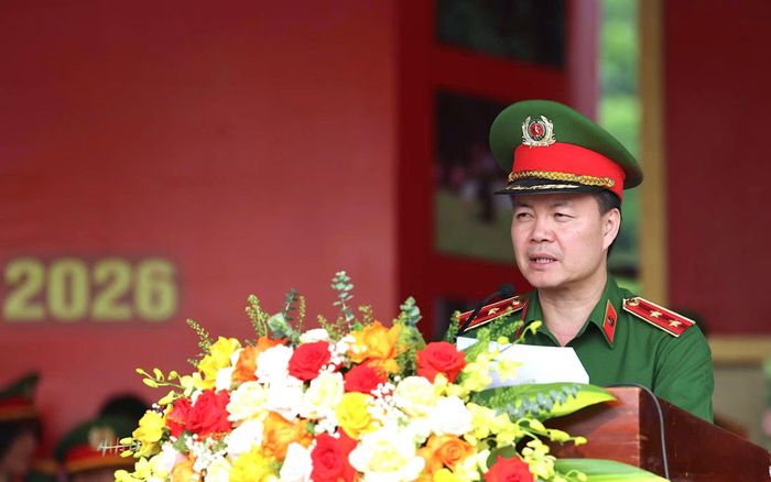 Trung tướng Nguyễn Ngọc Vân phát biểu khai mạc hội thi.