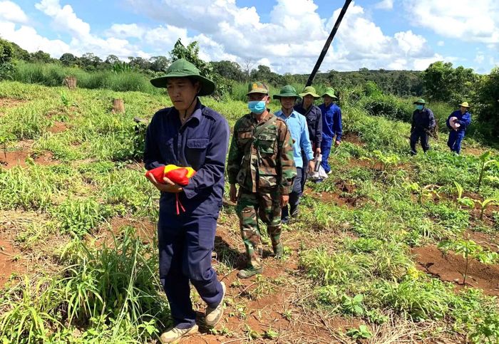 Cán bộ, chiến sĩ tiến hành đưa hài cốt liệt sĩ về nơi lưu giữ (Ảnh Đội K51).