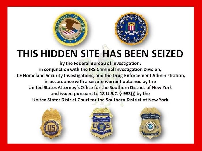 Hình ảnh được đăng tải trên Silk Road sau khi bị FBI triệt phá. (Nguồn: En.wikipedia.org)