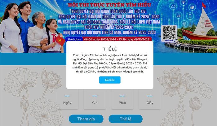 Giao diện cuộc thi trực tuyến dễ tiếp cận với nhiều nhóm đối tượng.