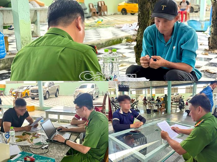 Lực lượng chức năng làm việc với người làm thuê tại công ty của Hứa Văn Chọn.