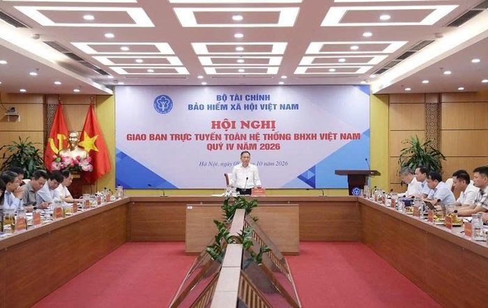 Giám đốc BHXH Việt Nam Lê Hùng Sơn chủ trì Hội nghị. Ảnh: BHXH Việt Nam