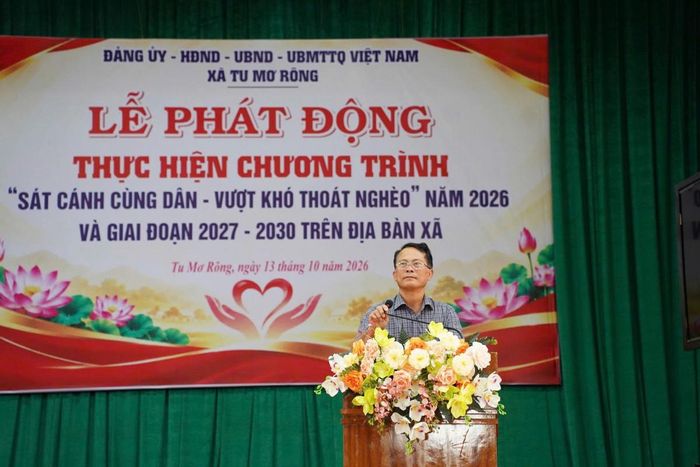Ông Võ Trung Mạnh, Bí thư Đảng ủy xã Tu Mơ Rông phát biểu tại chương trình.