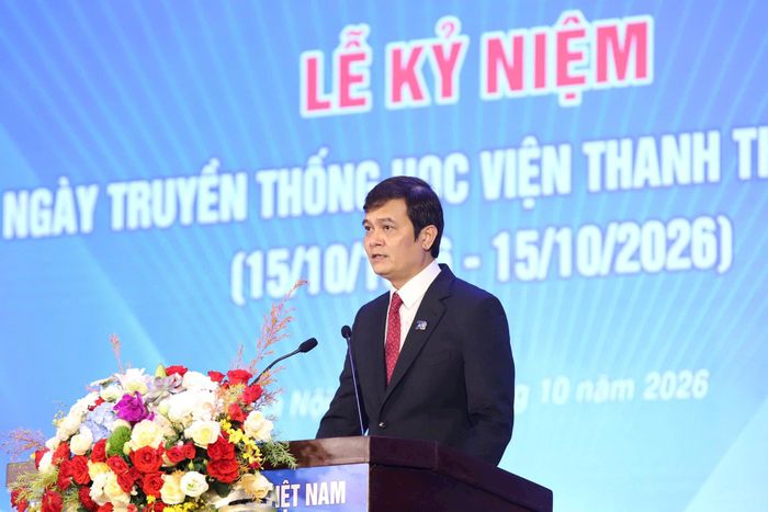 Bí thư thứ nhất Trung ương Đoàn Bùi Quang Huy phát biểu tại buổi lễ. Ảnh: BTC