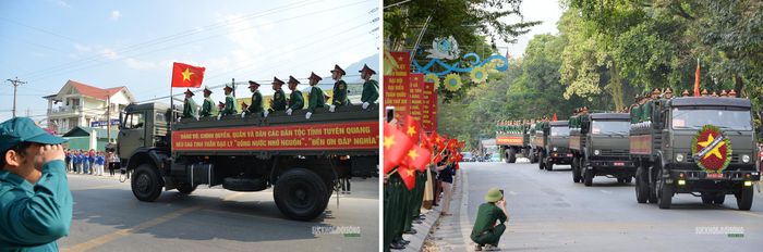 Người dân cầm cờ Tổ quốc tiễn đưa các Anh hùng liệt sĩ. Ảnh: Tuấn Anh