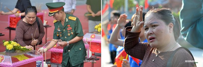Người dân và cựu chiến binh thành kính dâng hương, xúc động tiễn đưa các liệt sĩ. Ảnh: Tuấn Anh
