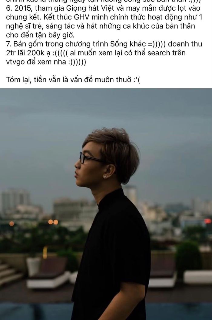 Trong một bài viết cũ hơn, Hoàng Dũng cũng từng chia sẻ những công việc giúp bản thân kiếm được tiền. Ảnh: @baotiencongty