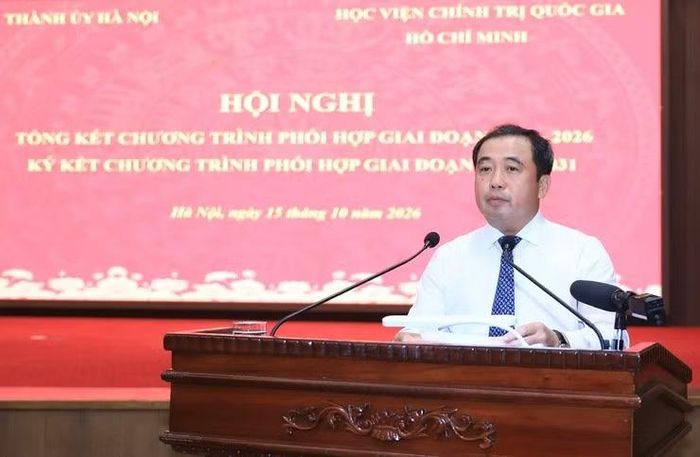Bí thư Thành ủy Hà Nội Trần Đức Thắng phát biểu