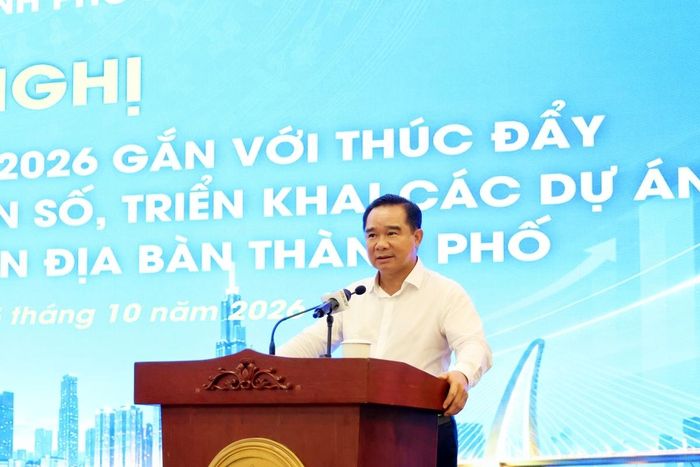 Chủ tịch UBND TP.HCM Nguyễn Văn Được phát biểu tại hội nghị. Ảnh: Cổng thông tin TP.HCM.
