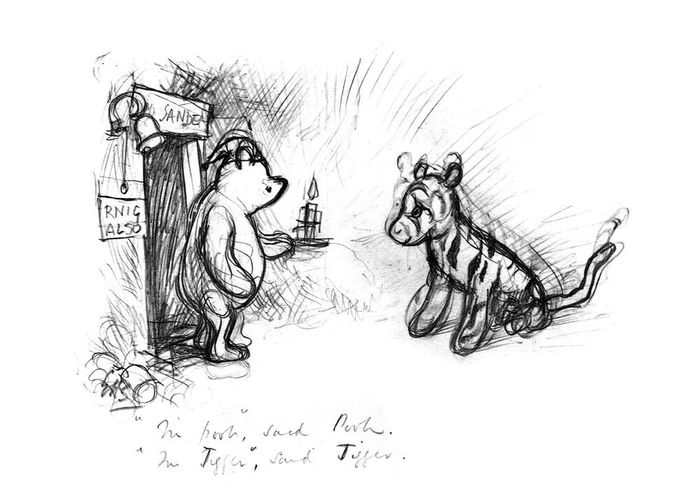 Bức phác họa Winnie the Pooh và người bạn Tigger