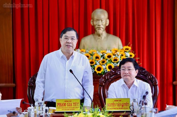 Phó Thủ tướng Thường trực Phạm Gia Túc phát biểu tại buổi làm việc với Ban Thường vụ Tỉnh ủy Tây Ninh - Ảnh: chinhphu.vn/Phương Nguyên