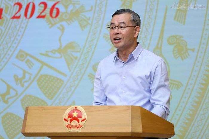 Bộ trưởng Bộ Tài chính Ngô Văn Tuấn báo cáo tại Hội nghị - Ảnh: chinhphu.vn/Nhật Bắc