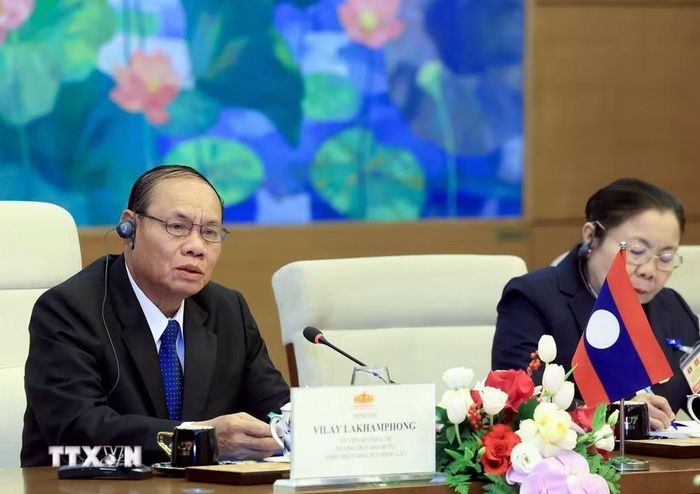 Thường trực Ban Bí thư Trung ương Đảng Nhân dân Cách mạng Lào phát biểu - Ảnh: TTXVN