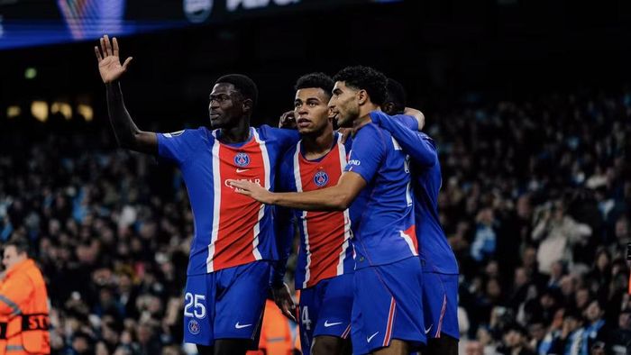 Các cầu thủ PSG ăn mừng bàn thắng vào lưới Man City. (Ảnh: PSG.fr)