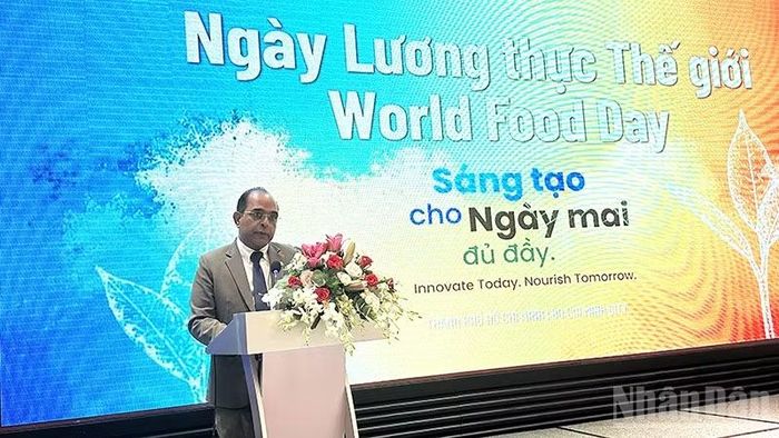 Tiến sĩ Vinod Ahuja, Trưởng đại diện FAO tại Việt Nam, phát biểu tại hội nghị. (Ảnh: HOÀNG LIÊM)