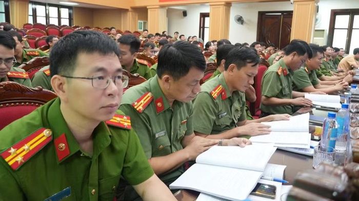 Cán bộ, chiến sĩ tham dự buổi tập huấn. (Ảnh: Công an tỉnh Thanh Hóa)