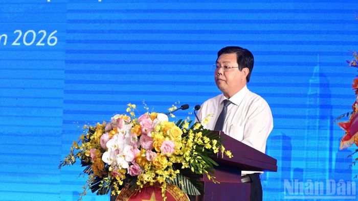  Bộ trưởng Nội vụ Nguyễn Tiến Hải phát biểu ý kiến khai mạc chương trình. (Ảnh: TRẦN HẢI) 