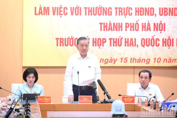 Tổng Bí thư, Chủ tịch nước Tô Lâm phát biểu tại cuộc làm việc.