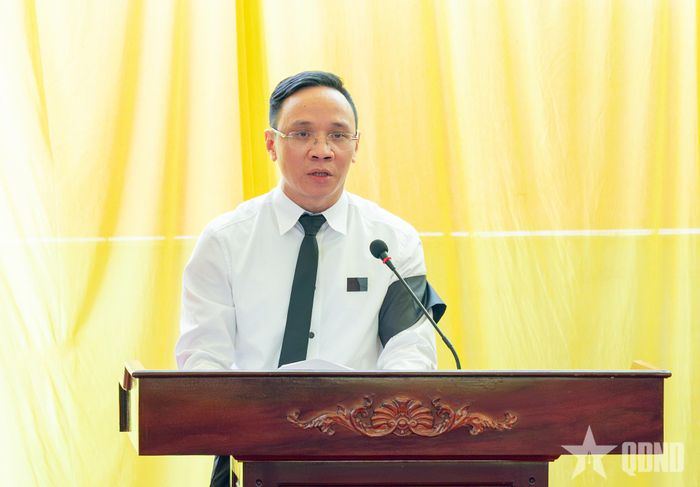  Đồng chí Đào Trọng Đức, Ủy viên Ban Thường vụ Thành ủy, Phó chủ tịch UBND thành phố, Trưởng ban Chỉ đạo 515 TP Hải Phòng đọc điếu văn tại lễ truy điệu.