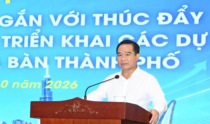 Chủ tịch UBND TPHCM Nguyễn Văn Được phát biểu tại hội nghị. Ảnh: VIỆT DŨNG
