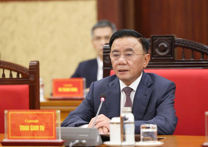  Thường trực Ban Bí thư Trần Cẩm Tú phát biểu tại hội đàm. Ảnh: QUANG PHÚC 