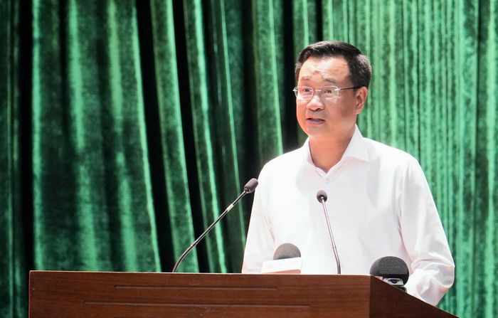 Bí thư Thành ủy Đà Nẵng Lê Ngọc Quang phát biểu tại hội nghị. 