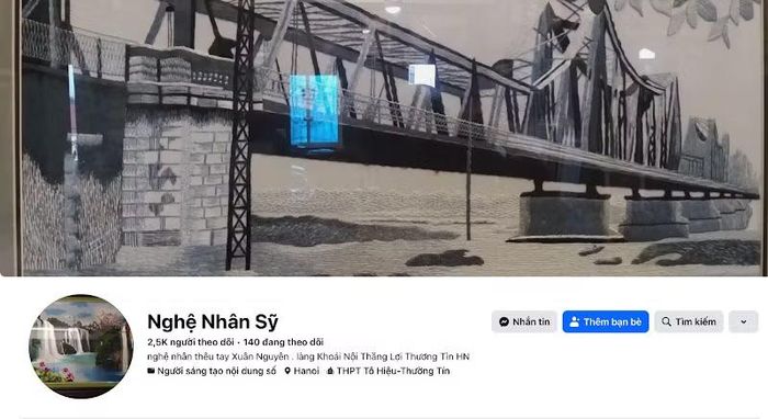 Trang Facebook của nghệ nhân Lê Văn Nguyên với hơn 2,5 nghìn người theo dõi và website Tranh thêu Xuân Nguyên.