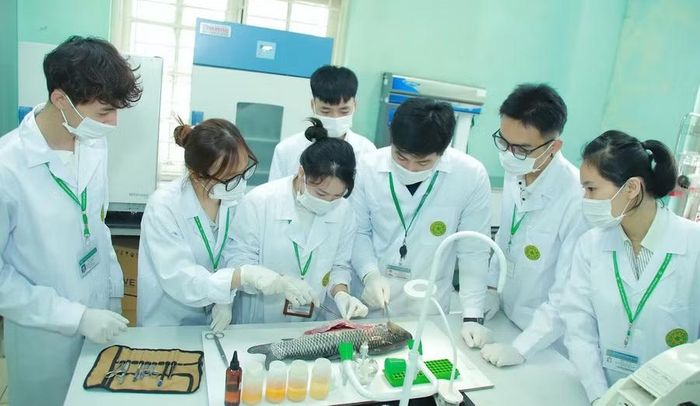 Sinh viên Học viện Nông nghiệp Việt Nam trong giờ thực hành. Ảnh: NTCC.