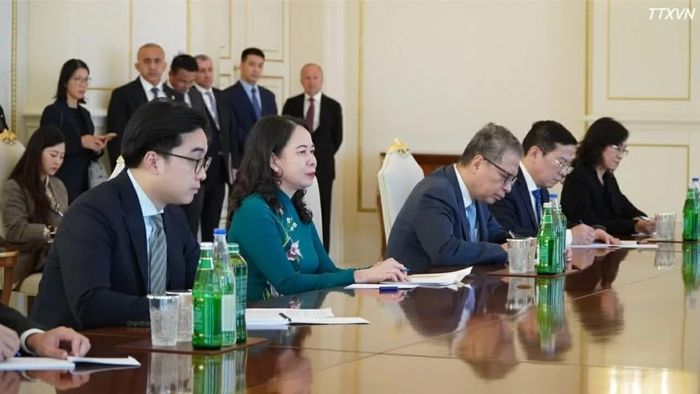 Phó Chủ tịch nước Võ Thị Ánh Xuân tại hội đàm. (Nguồn: TTXVN)