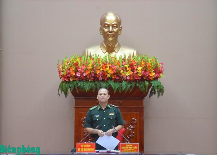 Trung tướng Nguyễn Anh Tuấn, Bí thư Đảng ủy, Chính ủy Bộ đội Biên phòng phát biểu kết luận phiên họp. Ảnh: TK