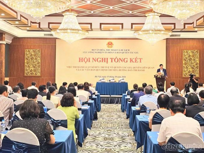 Quang cảnh Hội nghị tổng kết việc thi hành Luật Sở hữu trí tuệ về quyền tác giả, quyền liên quan và các văn bản quy định chi tiết, hướng dẫn thi hành.