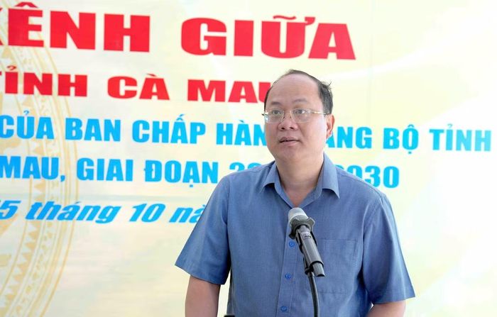 Ông Nguyễn Hồ Hải - Bí thư Tỉnh ủy Cà Mau phát biểu tại Lễ ra quân khởi công xây dựng đường giao thông nông thôn giai đoạn 2026-2030.
