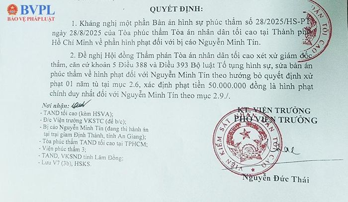 Quyết định kháng nghị Giám đốc thẩm số 13/QĐ-VKSNDTC-V7 ngày 13/10/2026 của Viện trưởng VKSND tối cao.