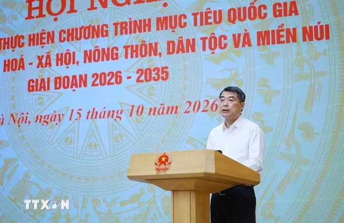 Thủ tướng Lê Minh Hưng kết luận Hội nghị triển khai thực hiện Chương trình mục tiêu quốc gia phát triển văn hóa-xã hội, nông thôn, dân tộc và miền núi giai đoạn 2026-2035. (Ảnh: Dương Giang/TTXVN)